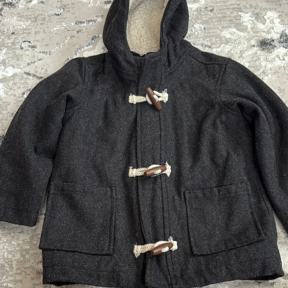 Old Navy Wool Sherpla Dark Gray Boys Kids Pea Coat sz 4T